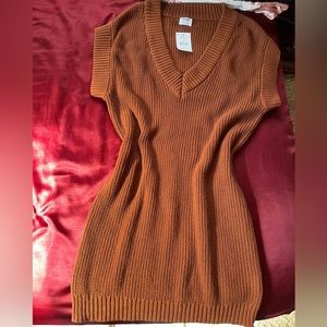 BRAND NEW Knit vest mini dress in Burnt orange. Size XS